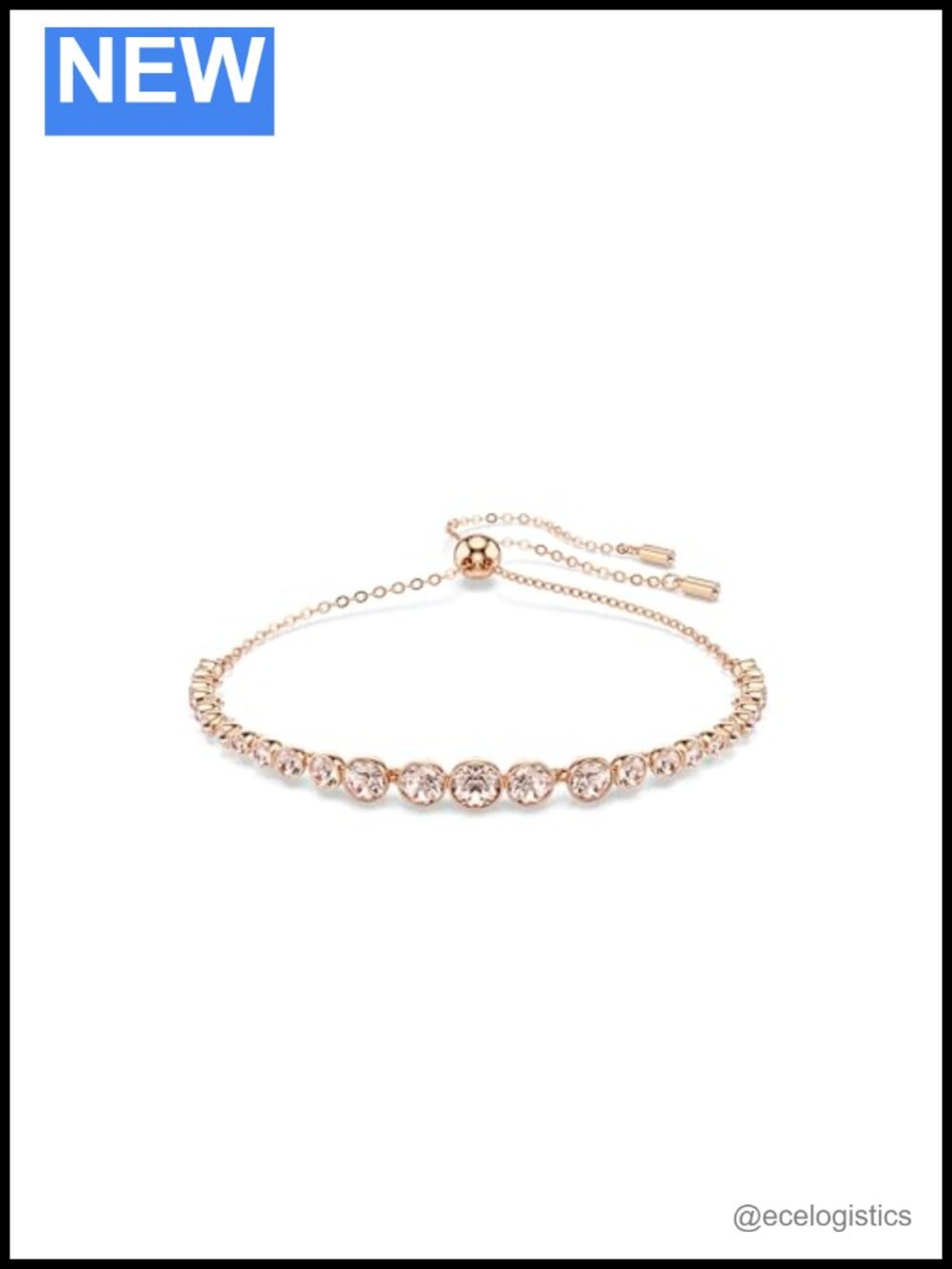 Swarovski Emily Tennis Bracelet Pink Crystals Rose Gold-Tone Adjustable